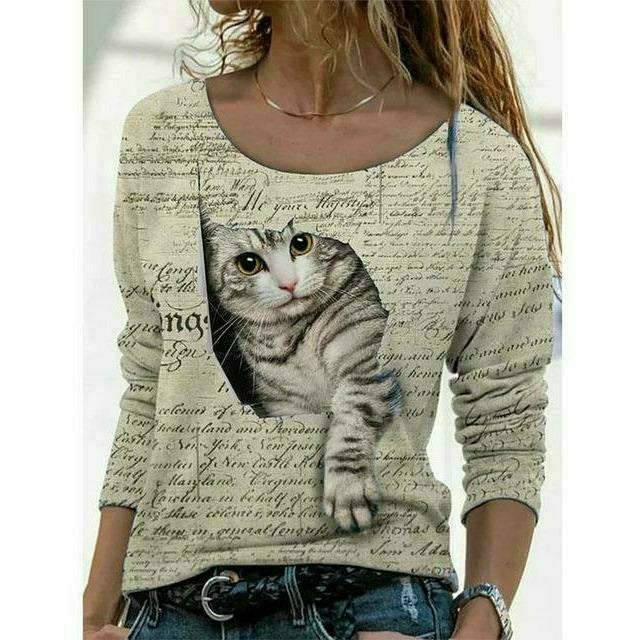 Valenzora | Modern T-shirt with cat print