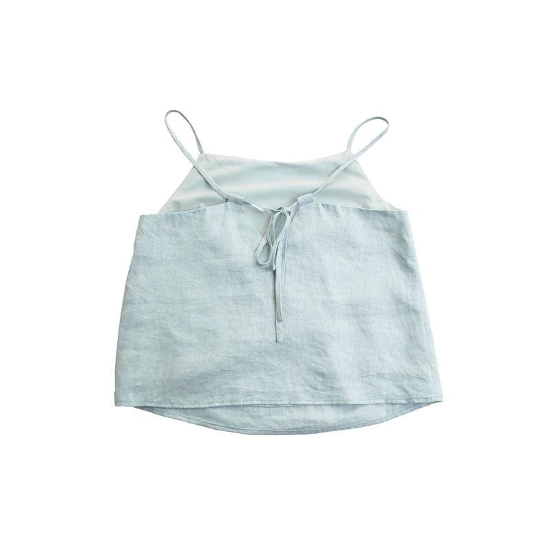 Women's sleeveless top in lightweight linen fabric with an elegant cut and adjustable straps, size [size missing]