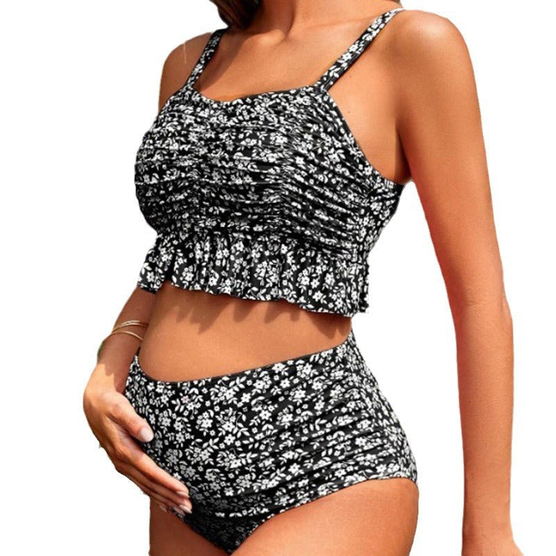 Valenzora | Women's tankini set with playful ruching and high leg cut