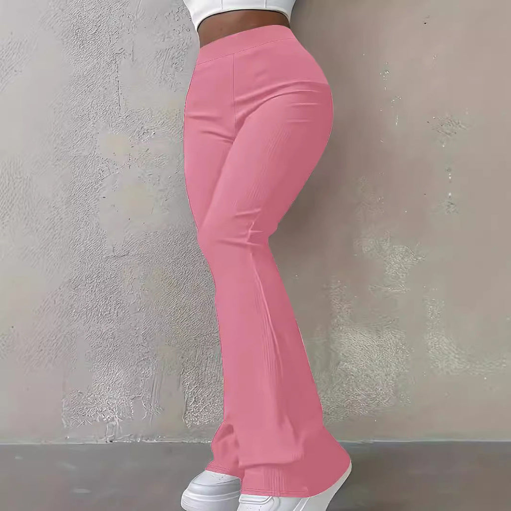 Damen-Bootcut-Hose mit hoher Taille und elastischem Bund, Größe
