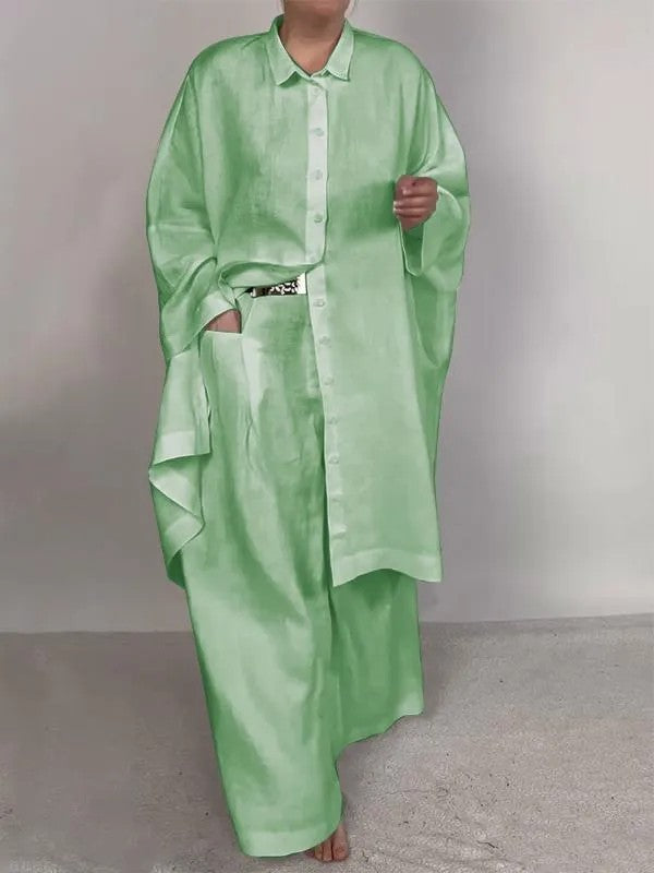 Valenzora | Solid Color Wide Leg Two-Piece Set