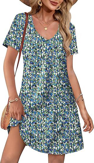 Damen Kurzarm Freizeitkleid Größe
