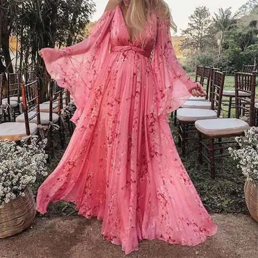 Valenzora - Chiffonkleid mit ausgestellten Ärmeln