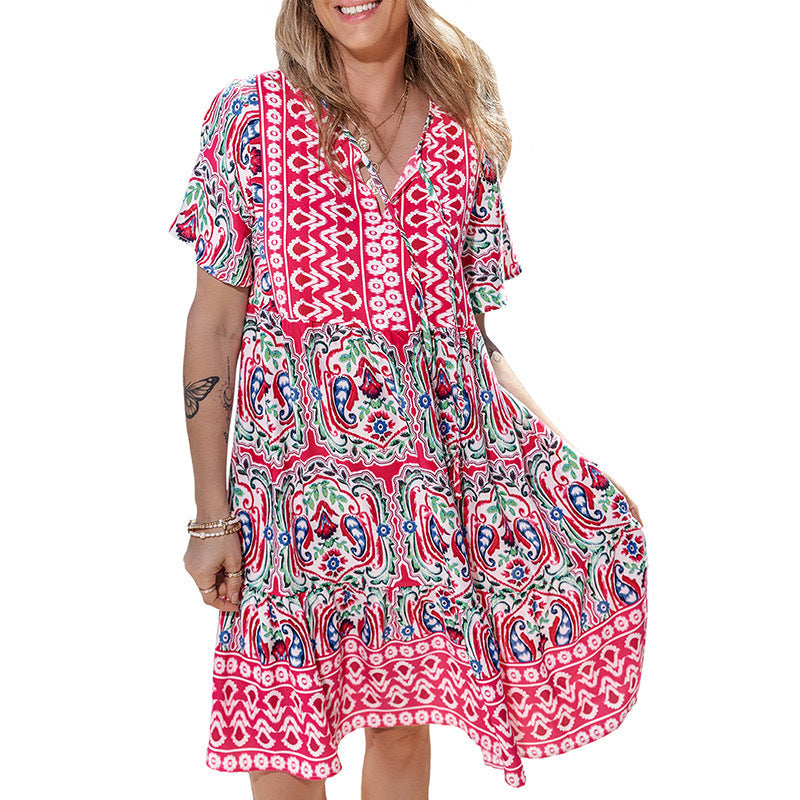 Women's casual dress with playful floral design and light A-line Drune