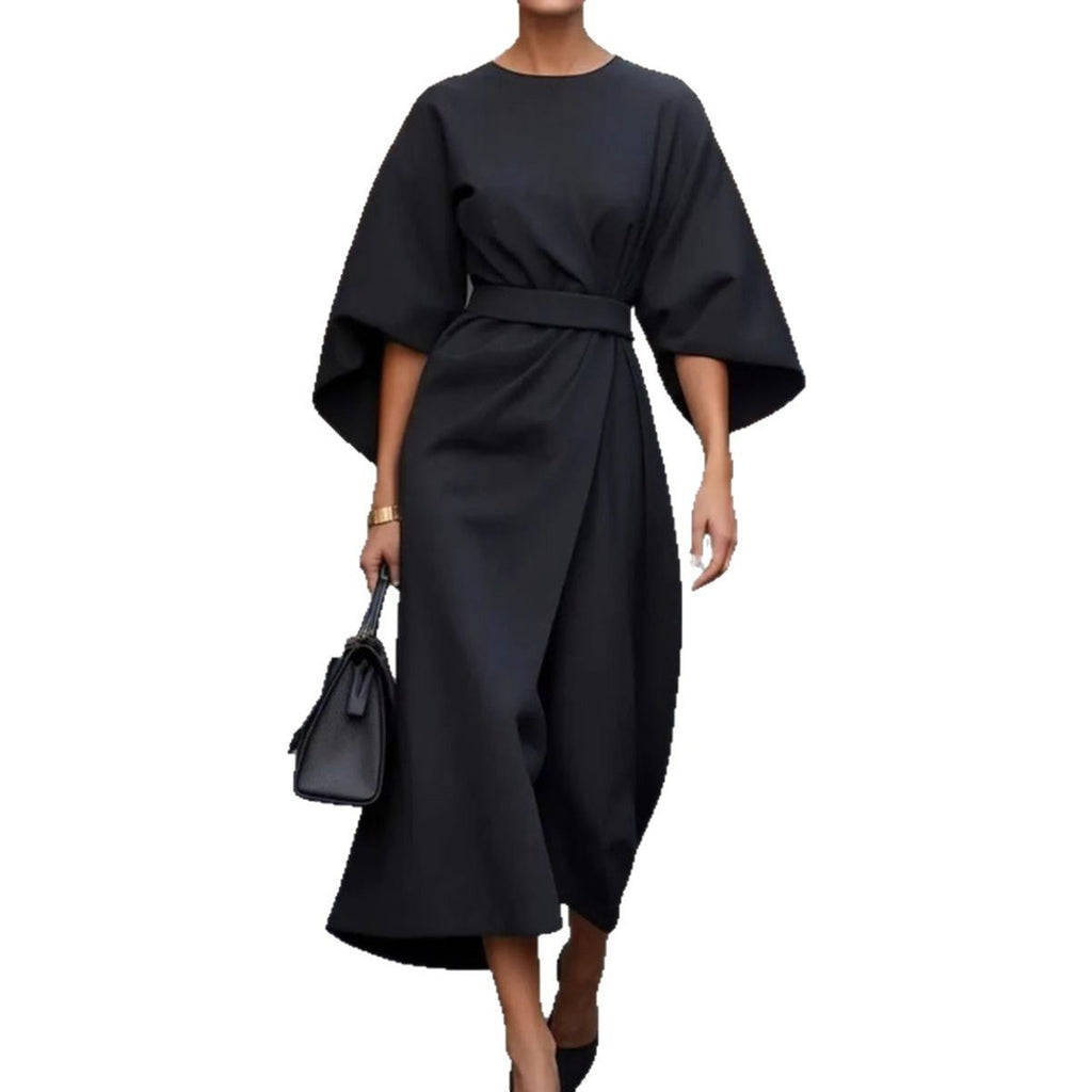Women's elegant maxi dress with puff sleeves and a tailored cut, size [size missing]
