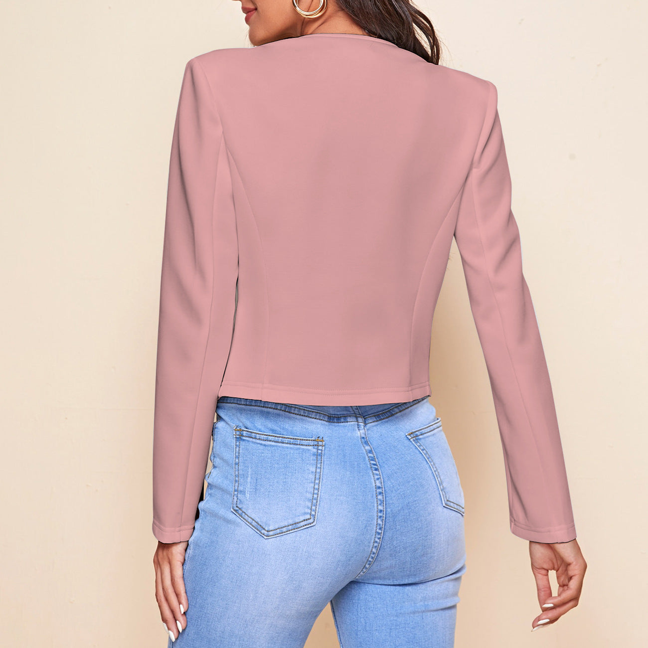 Valenzora | Plain color, long-sleeved, open-front jacket
