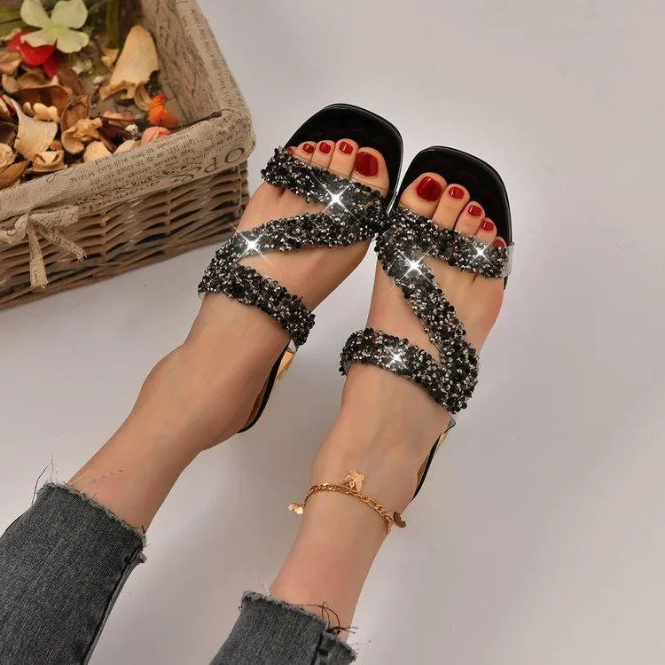 Valenzora | Sandals with heels and sequins
