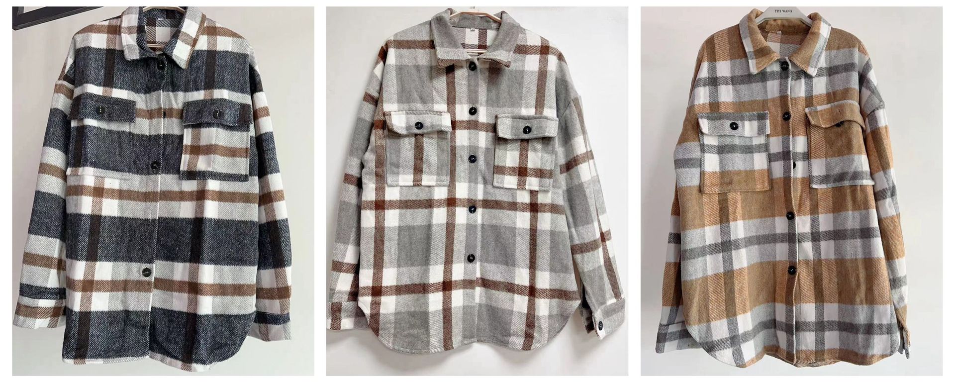 Karierte Damen-Flanelljacke mit entspannter Passform und aufgesetzten Taschen, Größe S