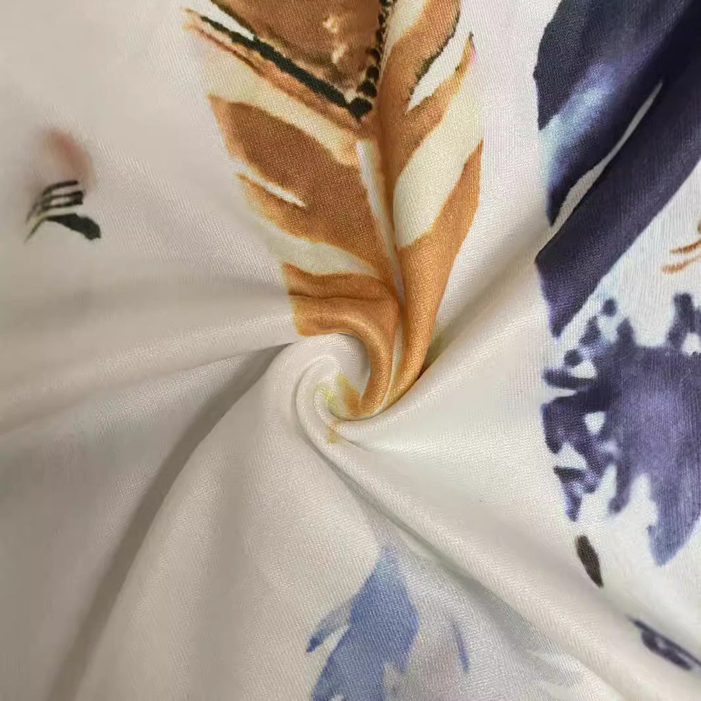 Women's Sleeveless Casual Dress with Feather Print and Convenient Pockets Drune