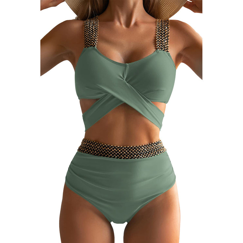 Women's high-cut bikini with fashionable wrap top and glamorous accents, size Valenzora