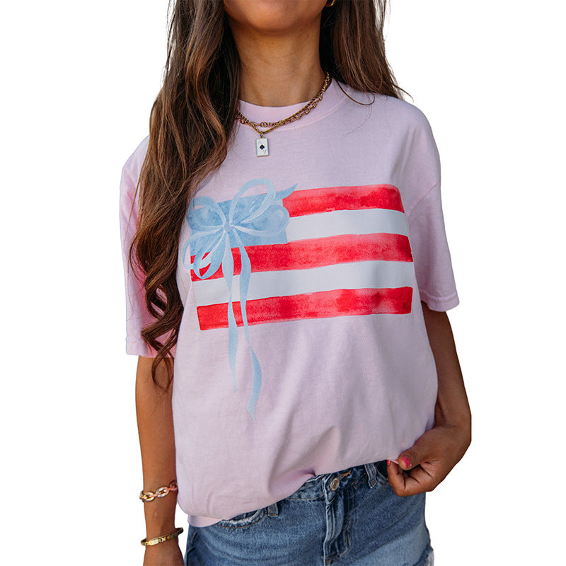 Women's T-shirt with artistic flag motif, size