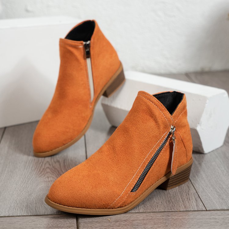 Women's boots with side zipper and elegant velvet upper, size S
