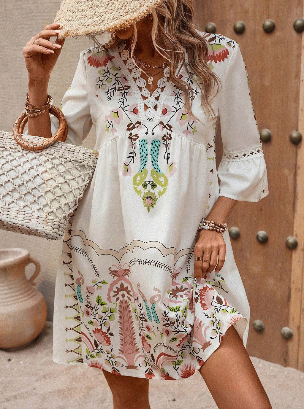 Women's Boho-inspired dress with playful embroidery details and a soft, flowing cut Drune