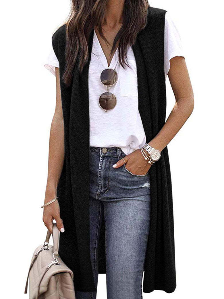 Offener Cardigan für Damen mit legerer Passform und langen Seitenpartien, Größe