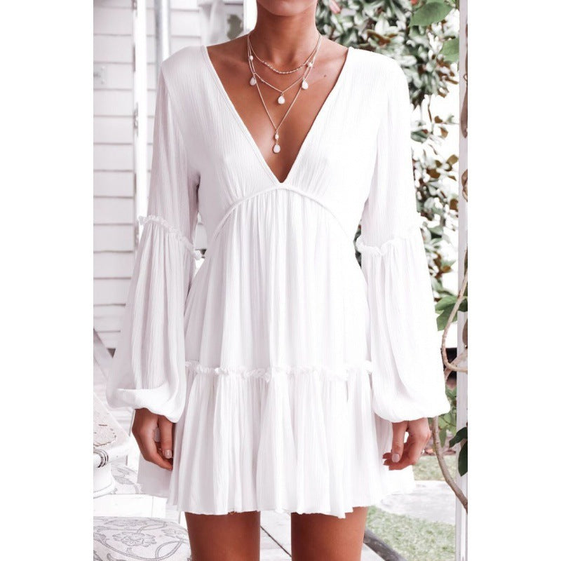 Damen Boho-Chic Strandkleid mit lockeren Ärmeln Drune