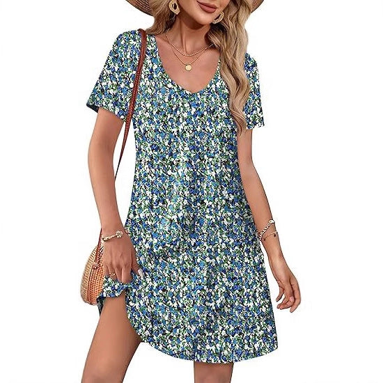 Damen Kurzarm Freizeitkleid Größe