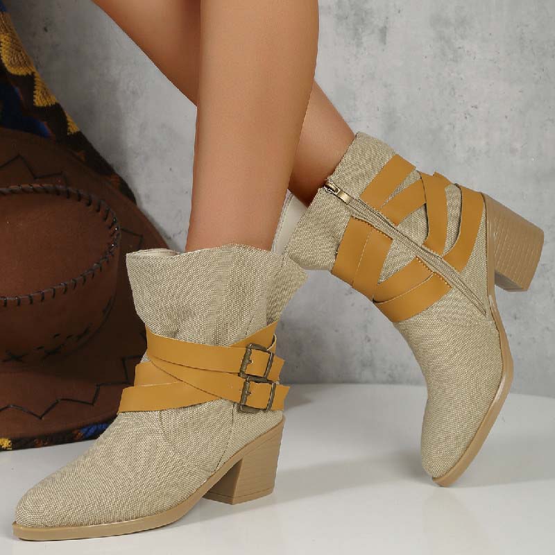 Valenzora | Vintage Boots with Chunky Heel