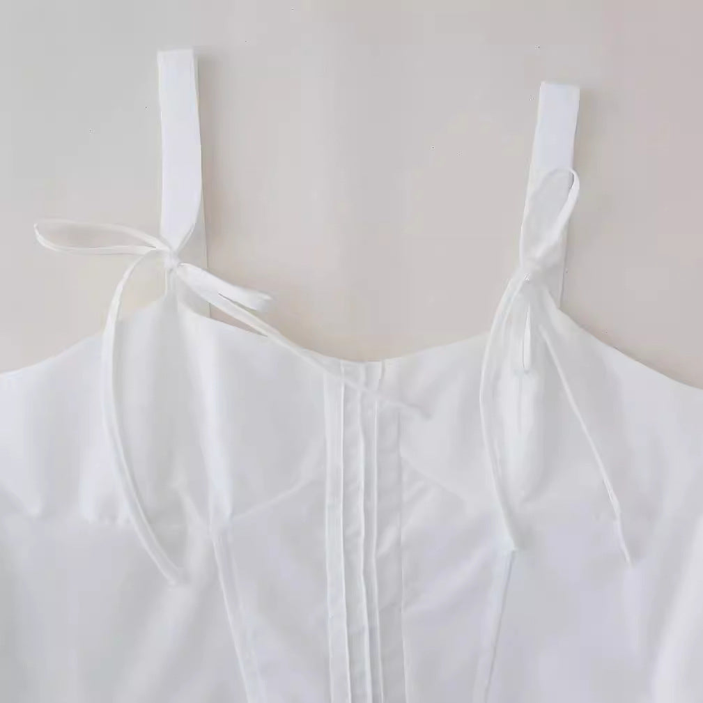 Women's corset top with spaghetti straps and a cute ruffle, size S