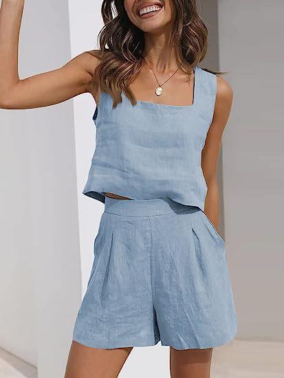 Women's Lightweight Summer Blouse and Shorts Set, Size