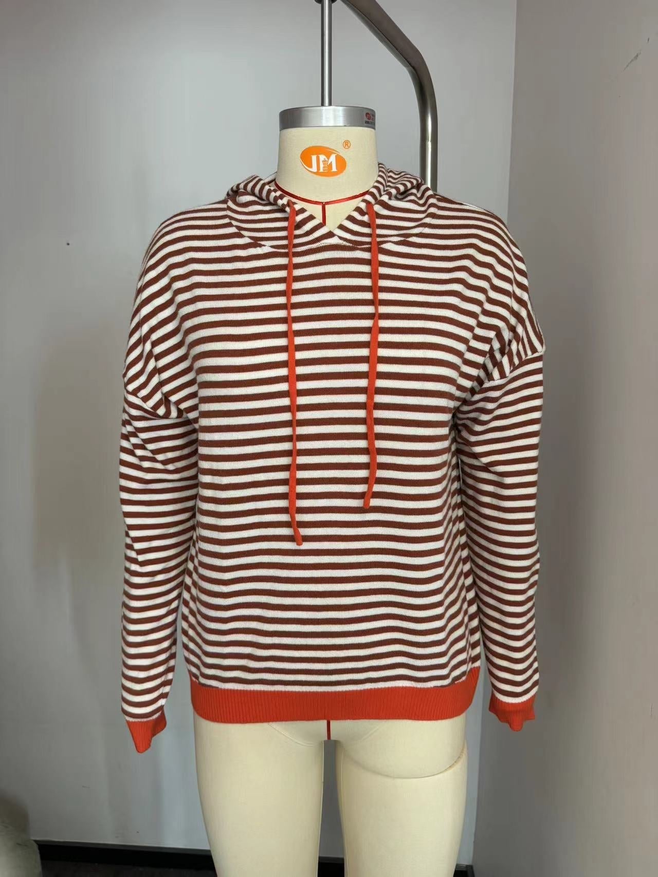 Women's striped hoodie with a relaxed fit and contrasting details, size S