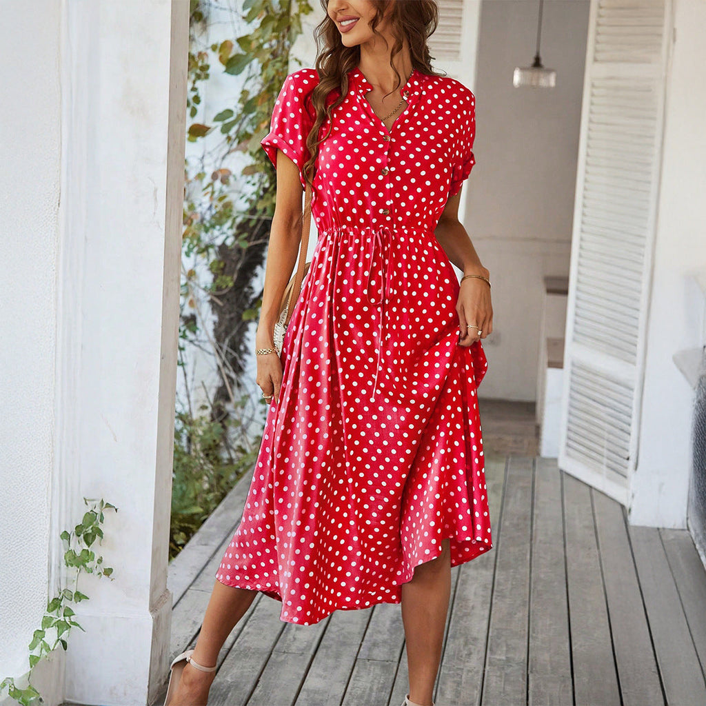 Damen Polka-Dot Midikleid, Größe