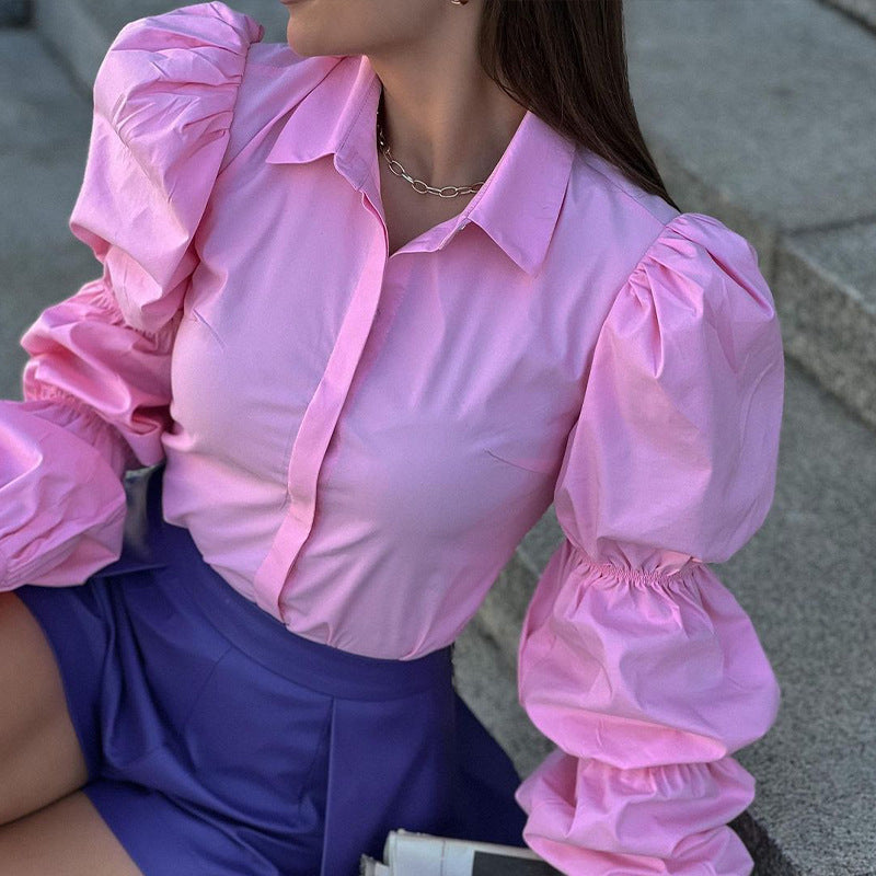 Damenbluse mit voluminösen Puffärmeln und elegantem Schnitt, Größe S