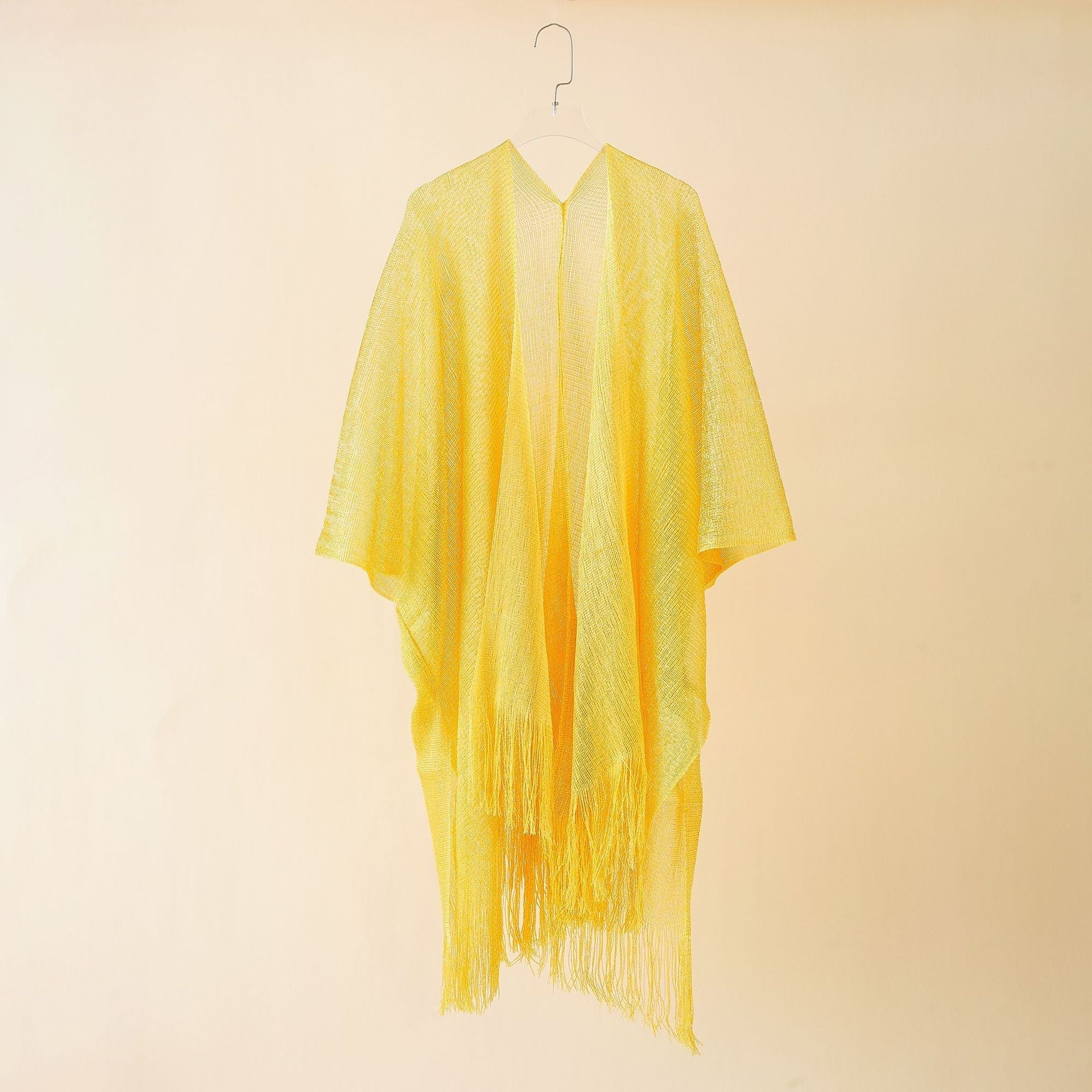 Women's fringed kimono in a transparent, airy fabric, size Valenzora