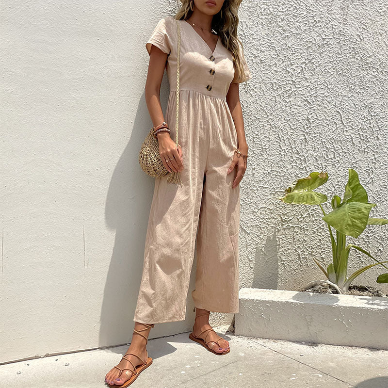 Damen-Jumpsuit mit Knopfdetails und luftigem Schnitt, Größe S