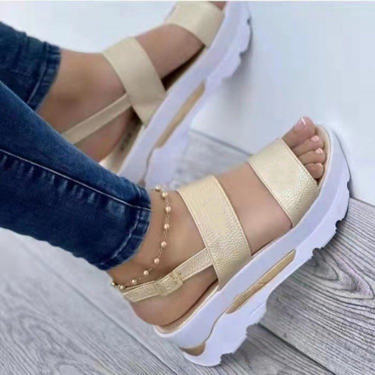 Women's platform sandals with elastic strap and non-slip sole, size Valenzora