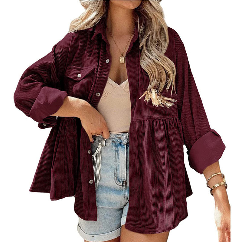 Valenzora | Come Around Corduroy Babydoll Jacket (Made of Polyester)