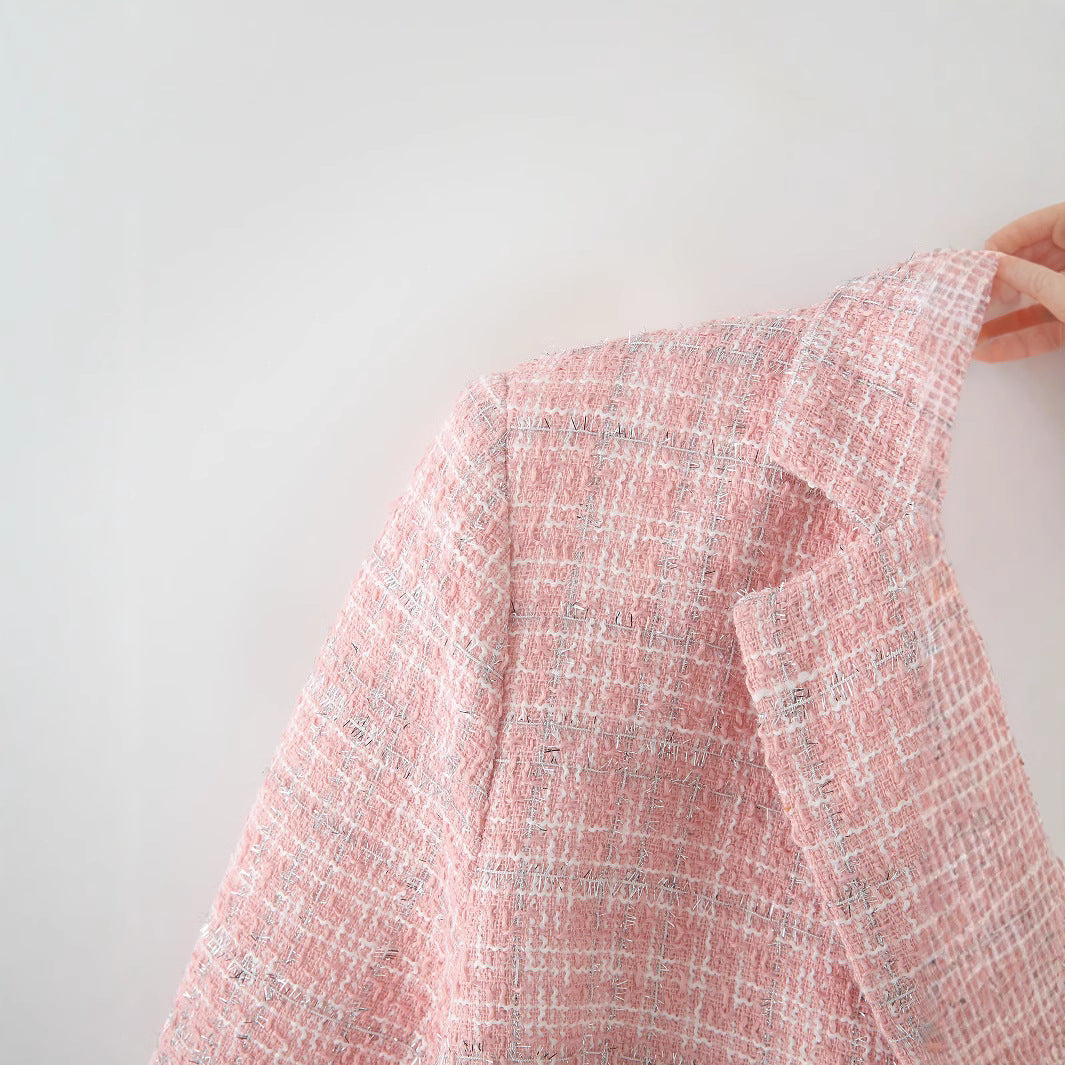 Valenzora | Long-sleeved suit top & short skirt set
