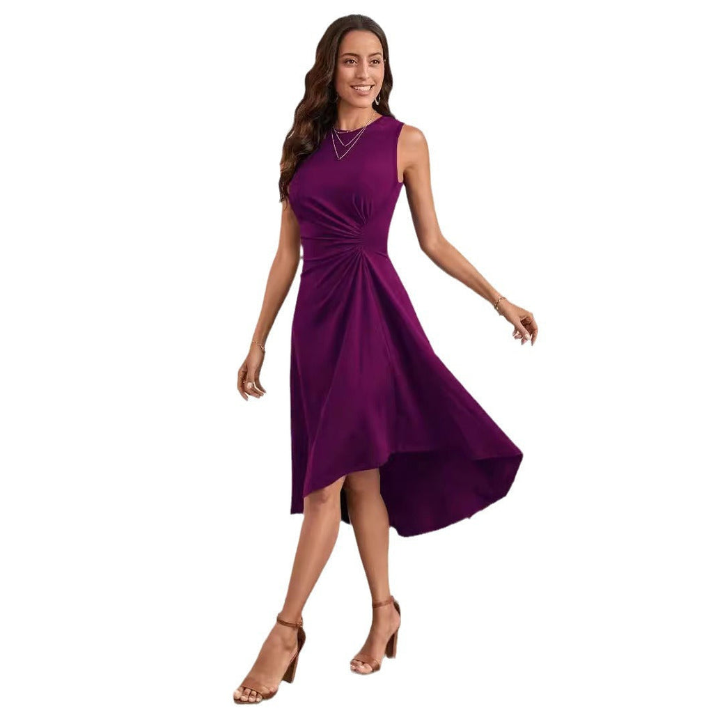 Women's trendy wrap dress with asymmetrical hem and figure-hugging cut, size [size]