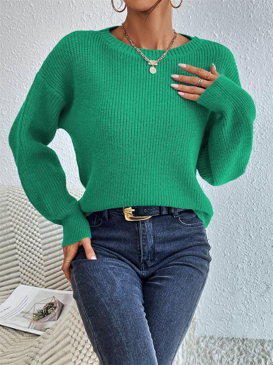Damen Freizeit-Strickpullover mit entspannter Passform und eleganten Rippdetails, Größe [size]