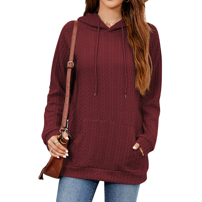 Women's hoodie with textured pattern and practical kangaroo pocket, size S