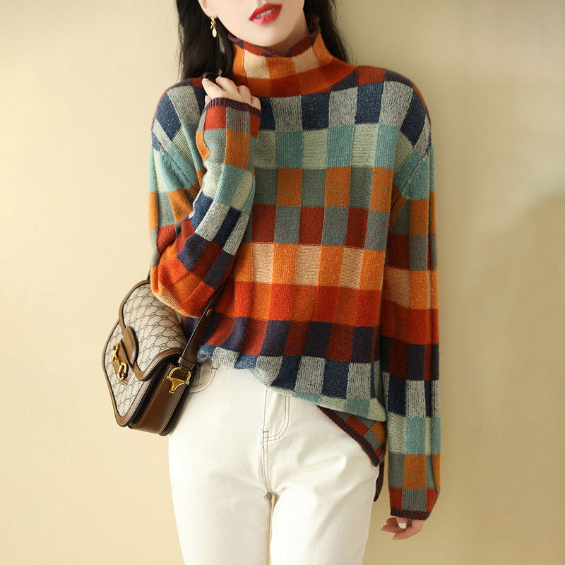 Valenzora | Bunter karierter Strickpullover