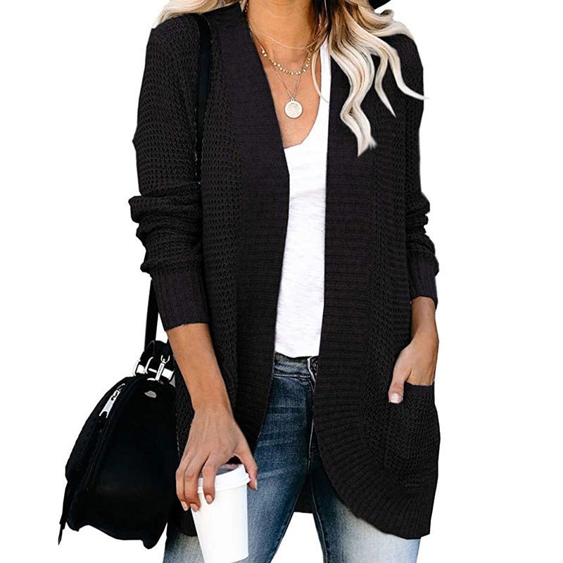 Damen-Cardigan mit offener Passform und Seitentaschen, Größe