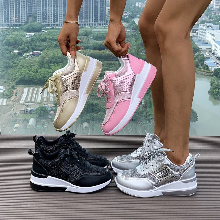 Damen-Sneaker mit modischen Metallic-Akzenten und atmungsaktiver Dämpfung, Größe S