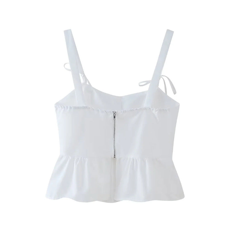 Women's corset top with spaghetti straps and a cute ruffle, size S