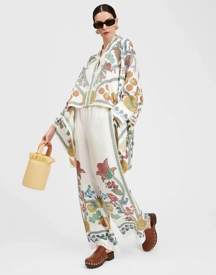 Valenzora | Stand-up collar top and trouser set