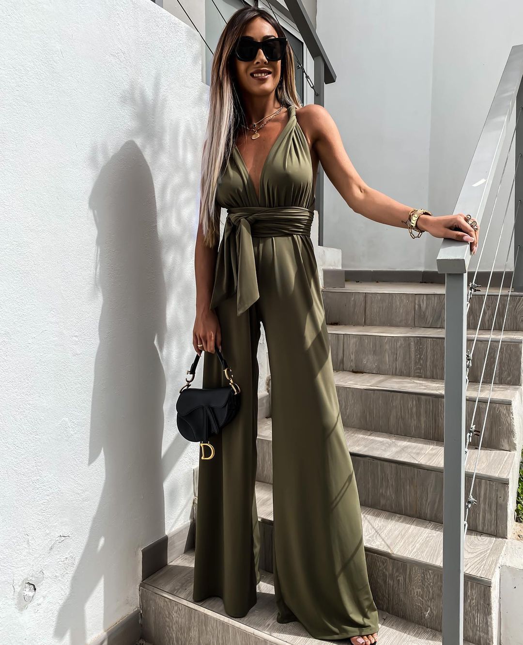 Valenzora | Sleeveless Solid Color Waist Belt Jumpsuit