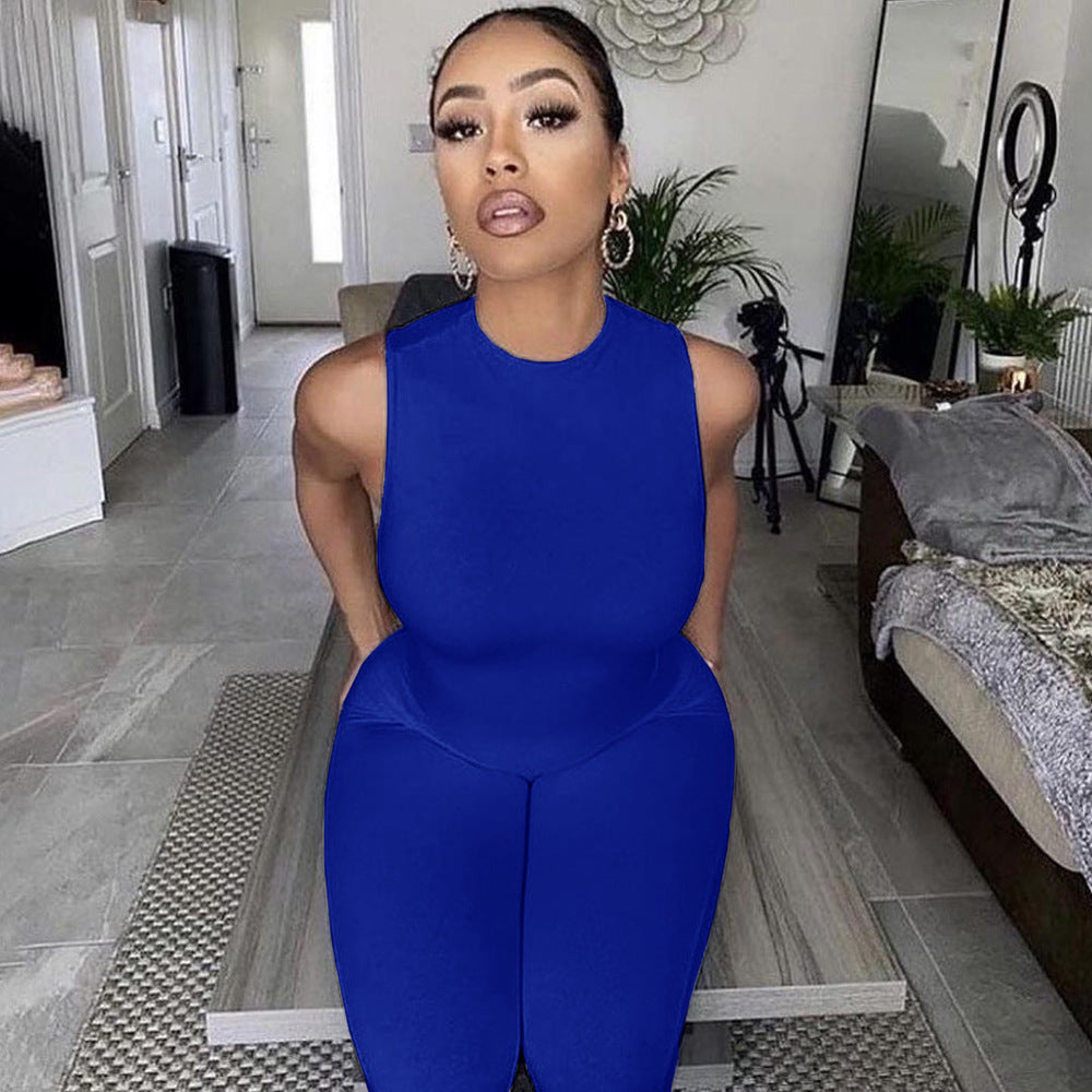 Women's all-in-one jumpsuit with a deep neckline and figure-hugging cut, size S