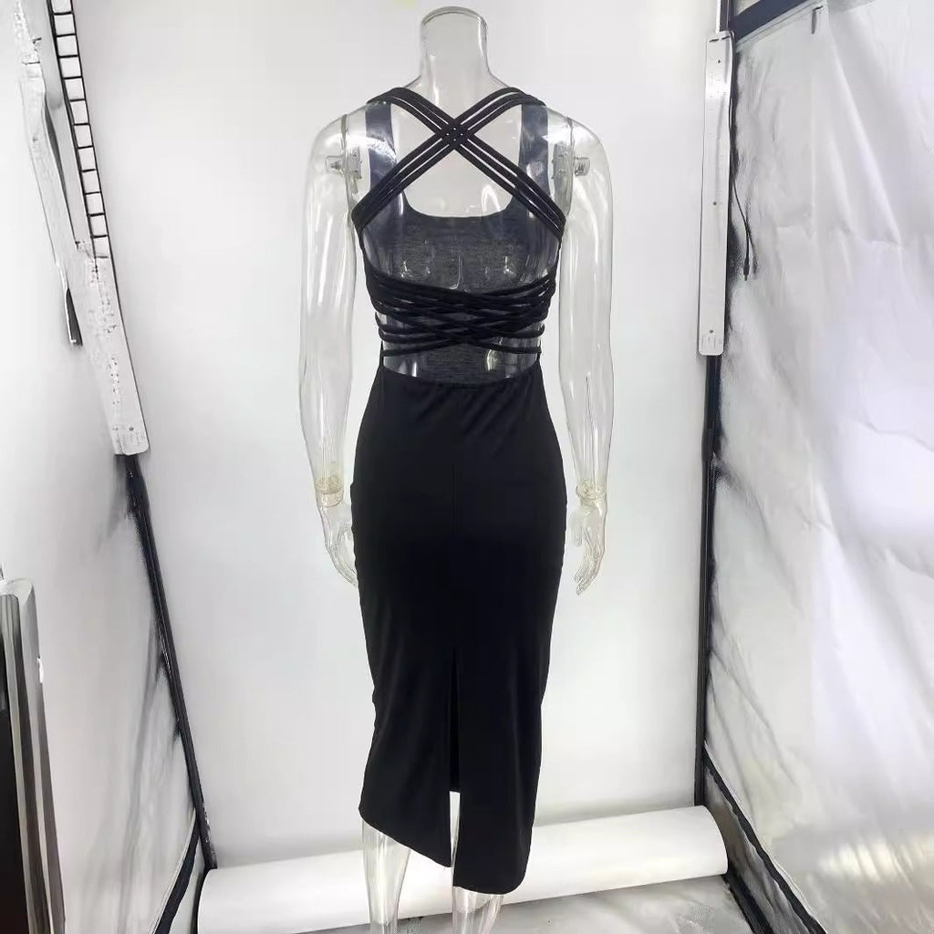 Elegantes Damen-Midikleid mit seitlichen Cut-Outs Größe