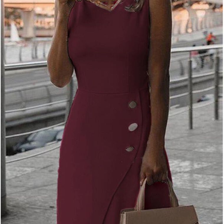 Valenzora | Sleeveless Solid Color Elegant Wrap Dress