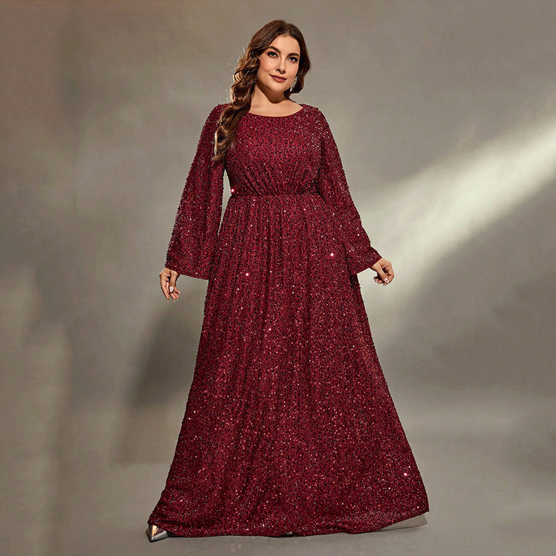 Valenzora | Plus Size Evening Dress Women Cocktail Extra Flattering Sequin Long Host Annual Meeting Dress