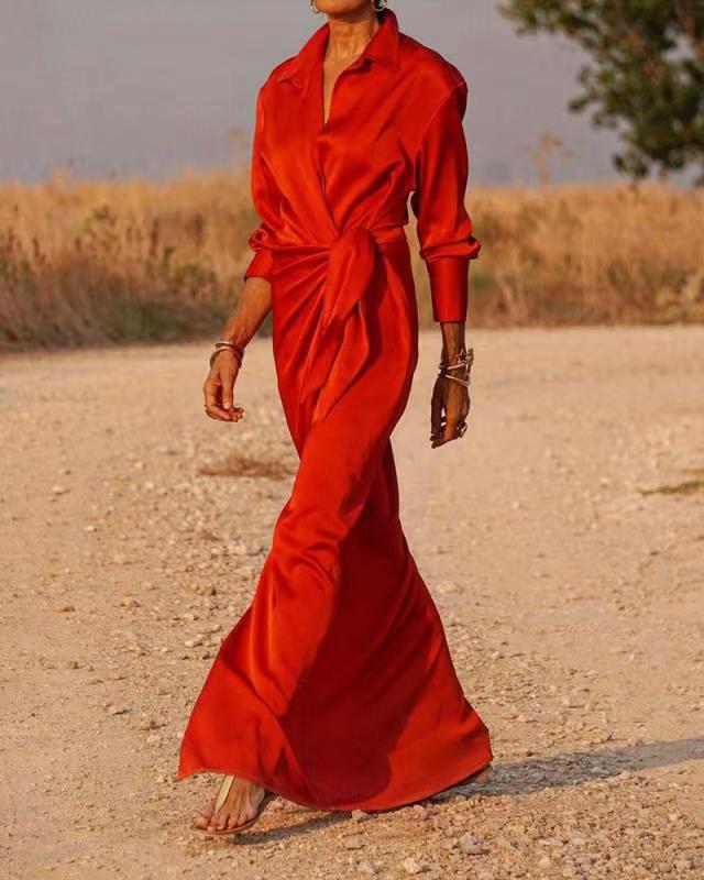 Valenzora | Lace-up High Waist Split Floor Length Dress