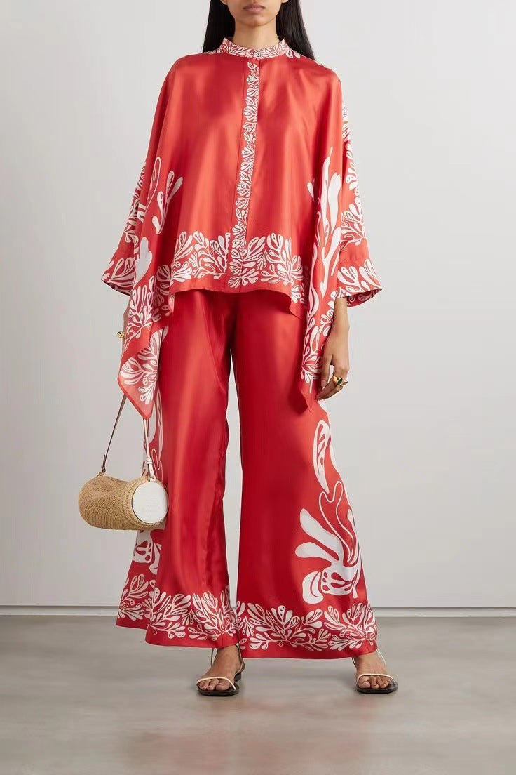 Valenzora | Stand-up collar top and trouser set
