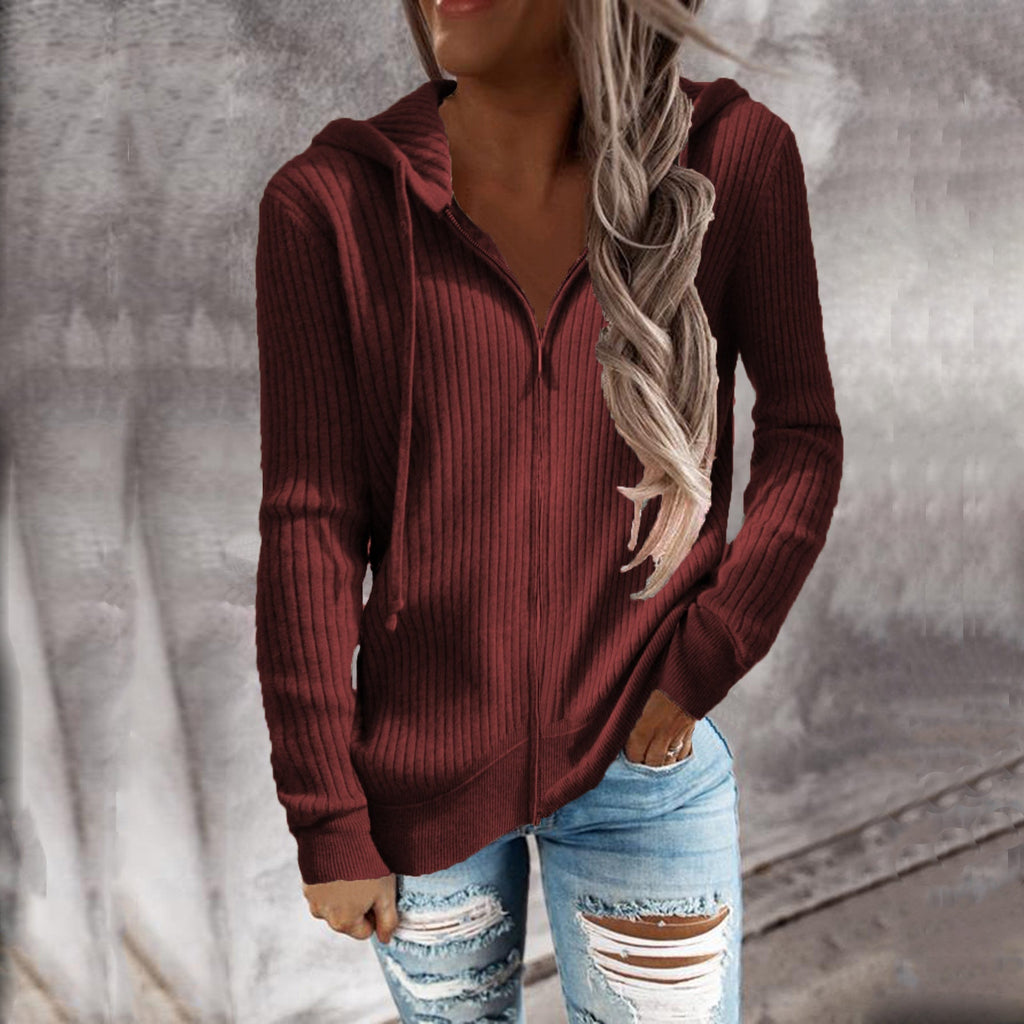 Women's sporty hooded jacket with structured ribbed texture and practical pockets, size S