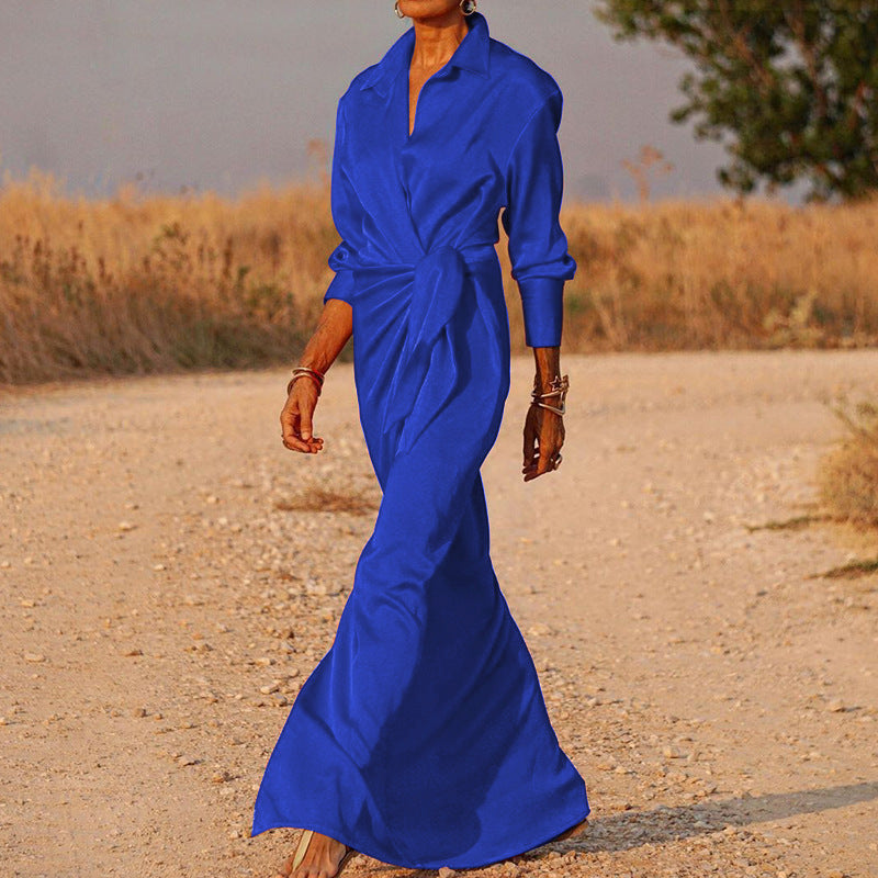Valenzora | Lace-up High Waist Split Floor Length Dress
