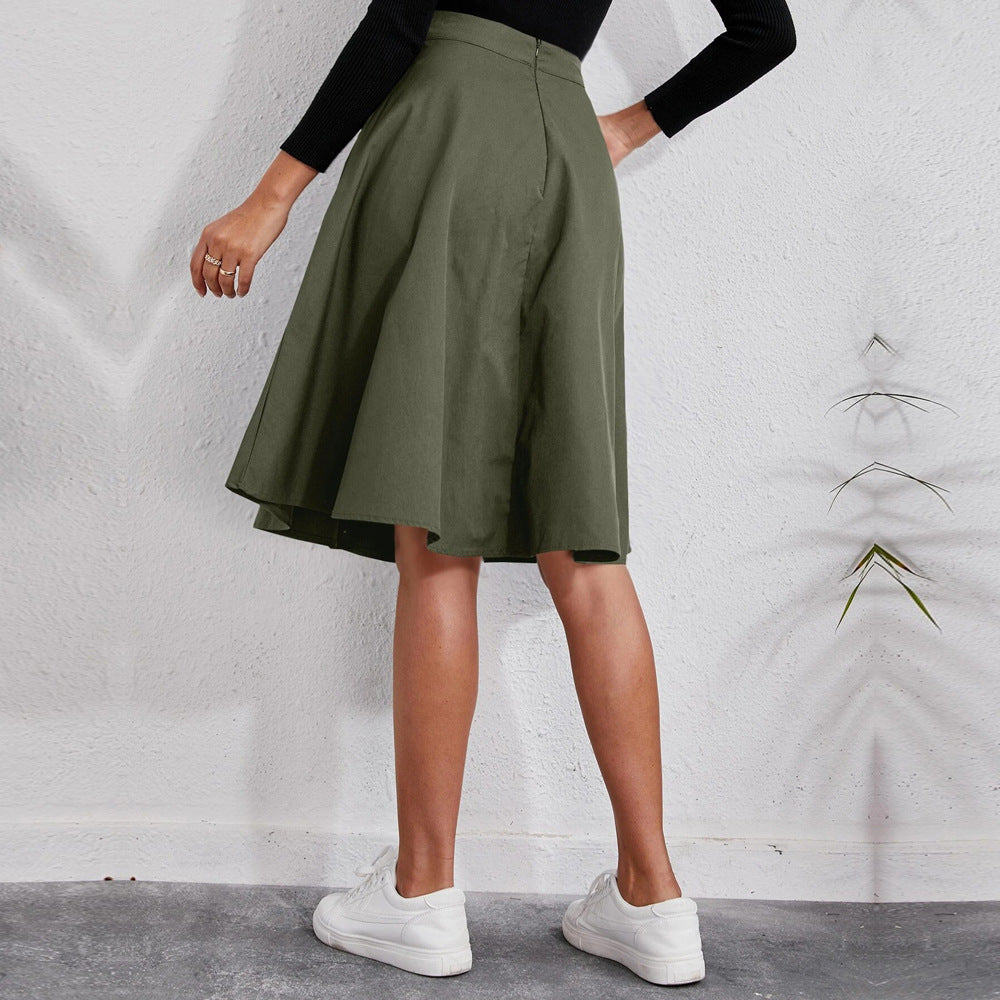 Valenzora | Button-hemmed elegant umbrella midi skirt