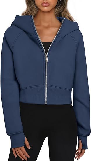 Women's short-cut hooded jacket with zipper, size